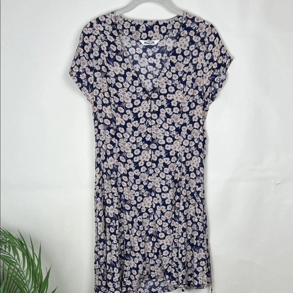 NWOT ROLLA'S Blue and Cream Floral Mini Dress - Picture 10 of 11
